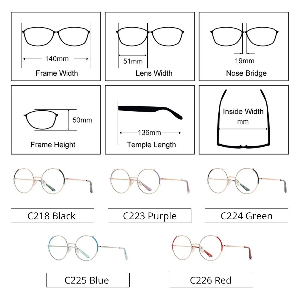 Ralferty Women's Full Rim Oversized Round Alloy Eyeglasses D8615