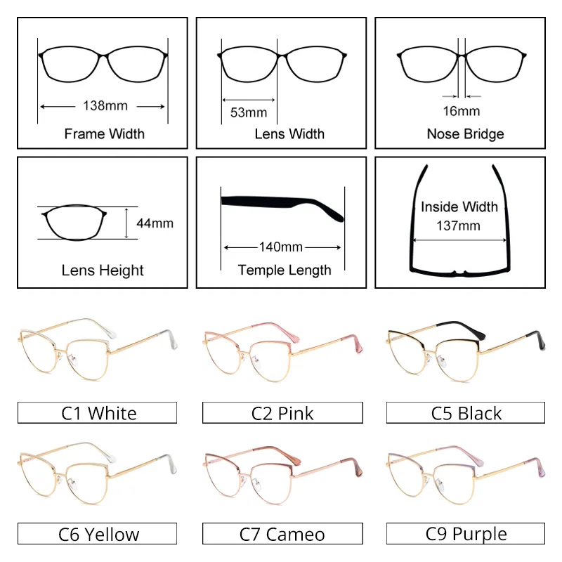 Ralferty Women's  Full Rim Square Cat Eye Alloy Eyeglasses