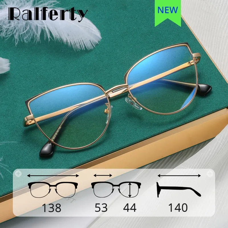 Ralferty Women's  Full Rim Square Cat Eye Alloy Eyeglasses