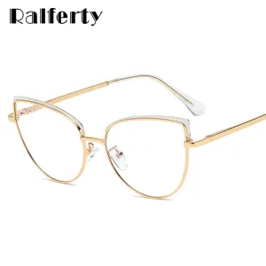 Ralferty Women's  Full Rim Square Cat Eye Alloy Eyeglasses