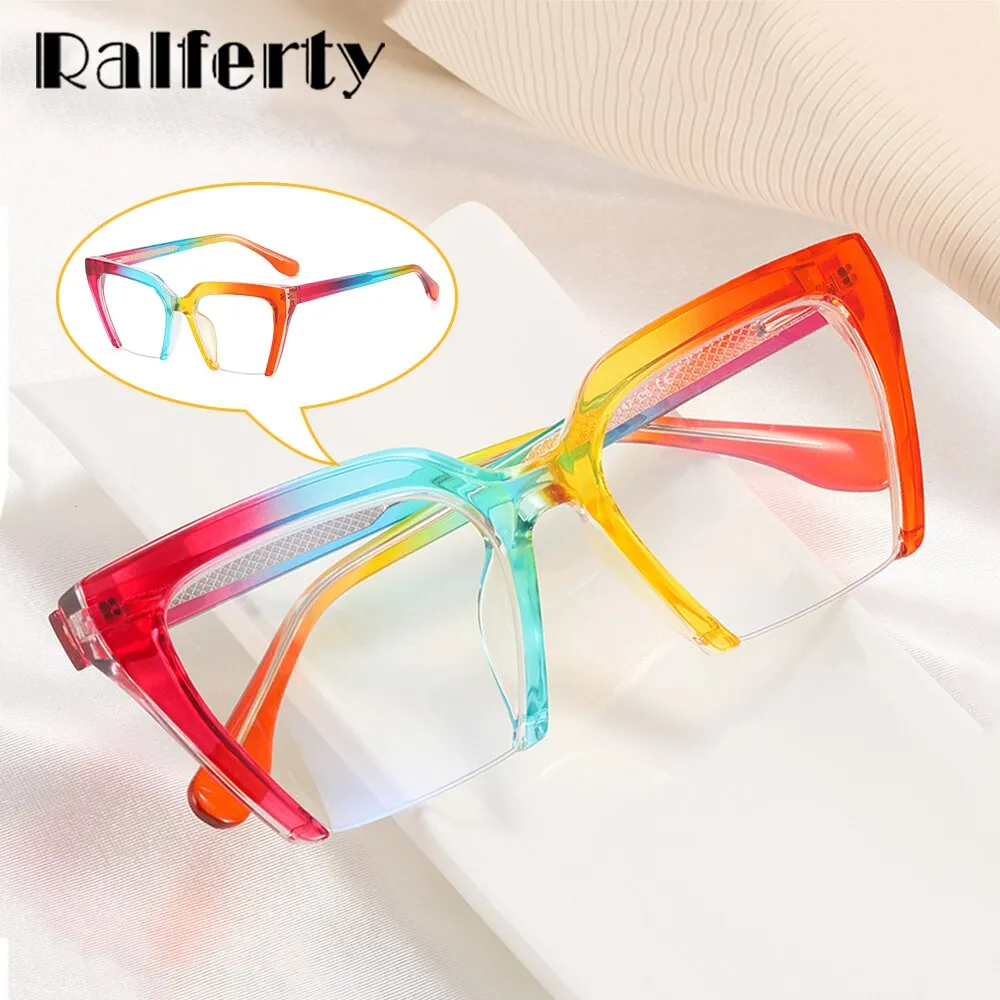 Ralferty Women's Full Rim Square Cat Eye Tr 90 Acetate Eyeglasses F81058