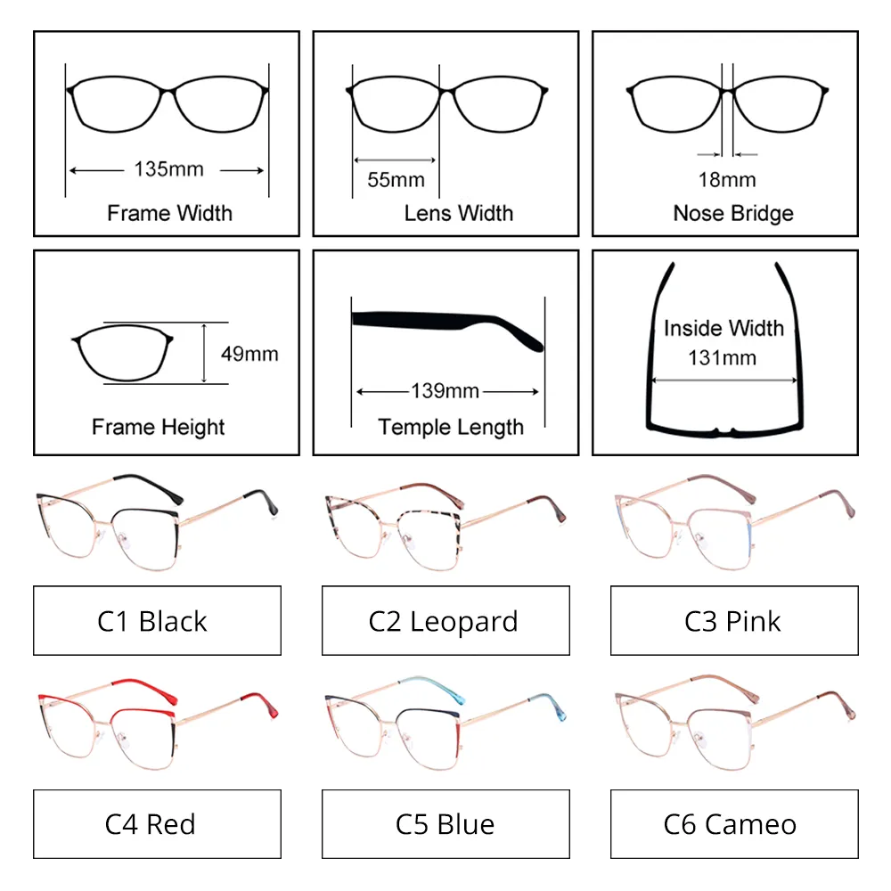 Ralferty Women's Full Rim Square Cat Eye Tr 90 Acetate Eyeglasses F82019