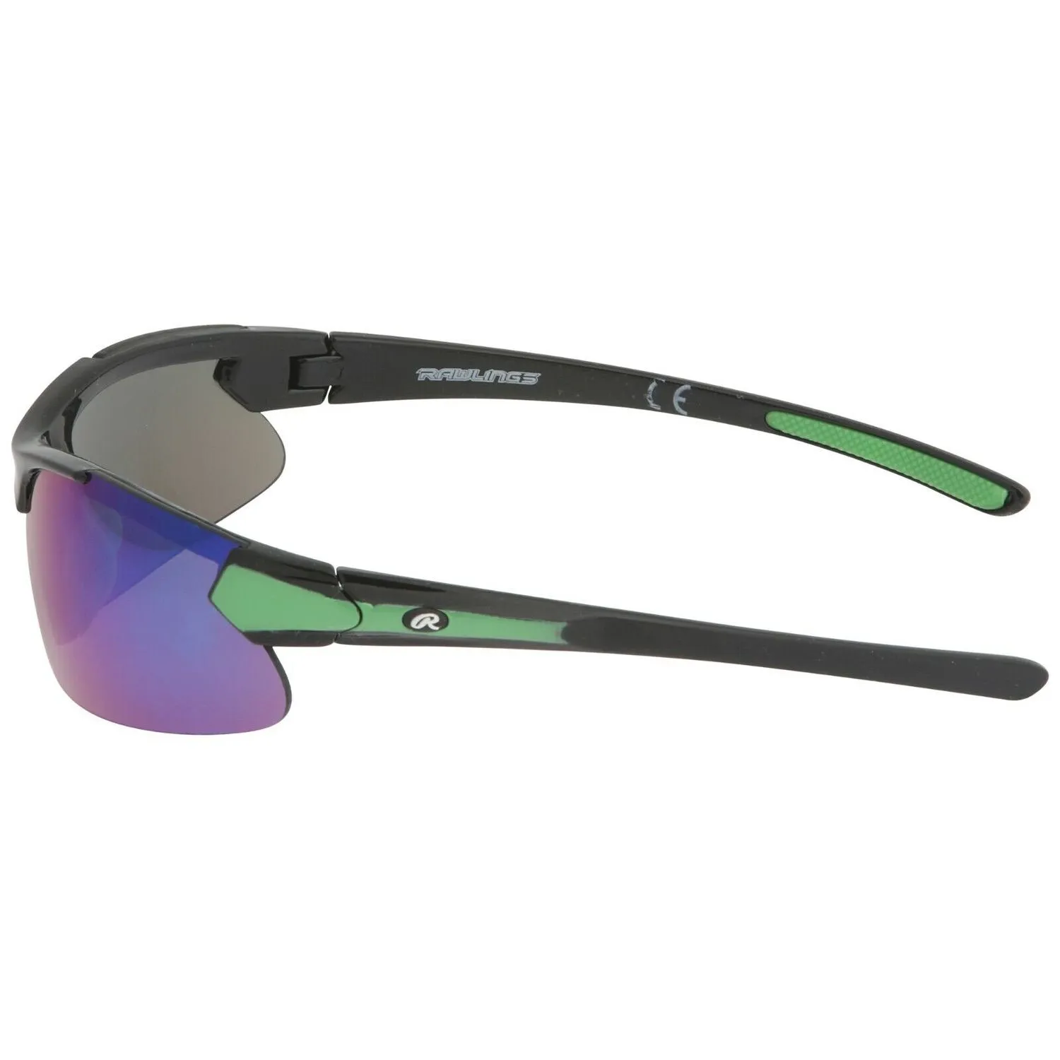 RAWLINGS Youth Sports Baseball Sunglasses Durable 100% UV Poly Lens, Shielded Lens (Black/Green)