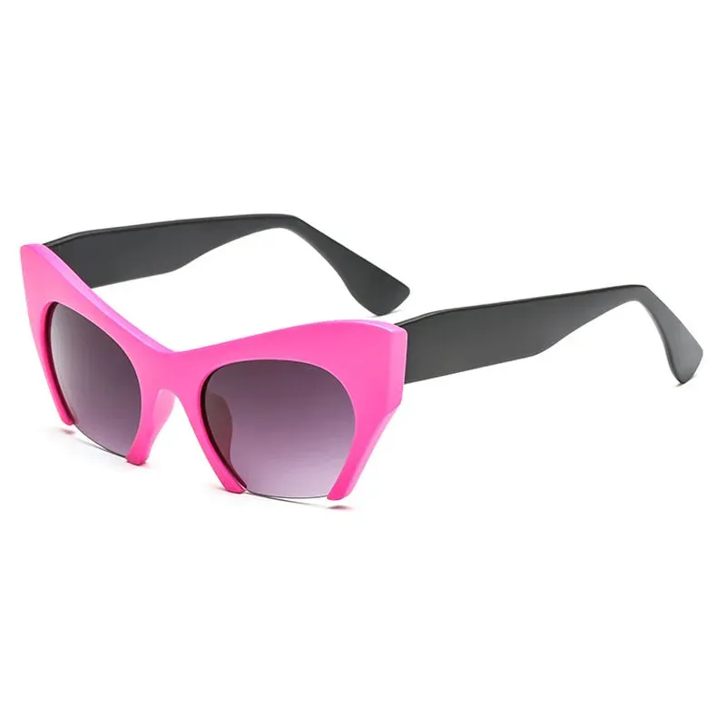 Retro Anti Geometric Half Frame Cat Eye Sunglasses