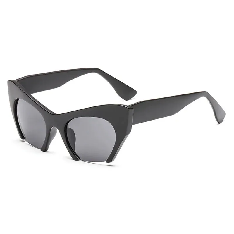 Retro Anti Geometric Half Frame Cat Eye Sunglasses
