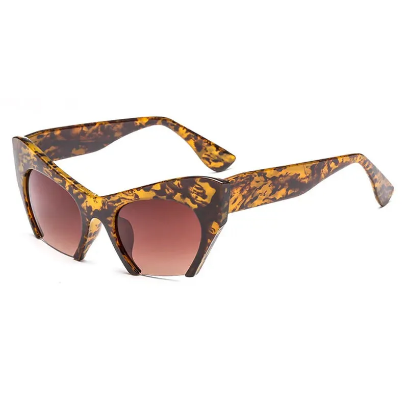 Retro Anti Geometric Half Frame Cat Eye Sunglasses