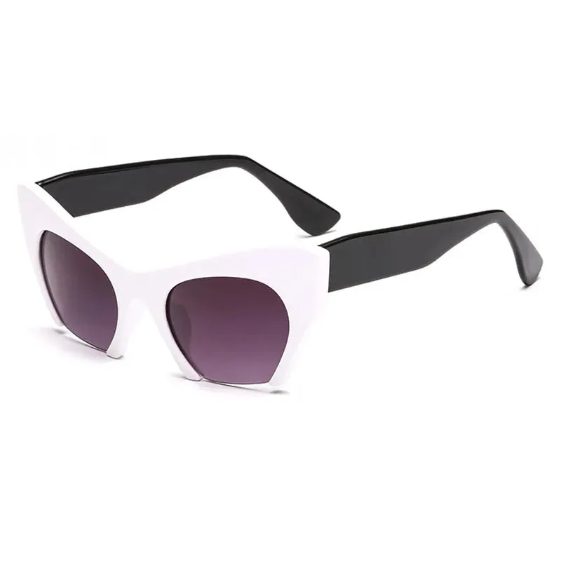 Retro Anti Geometric Half Frame Cat Eye Sunglasses