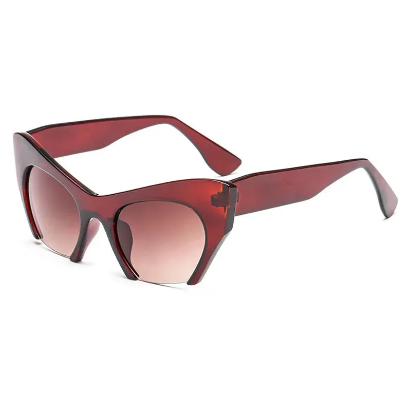 Retro Anti Geometric Half Frame Cat Eye Sunglasses