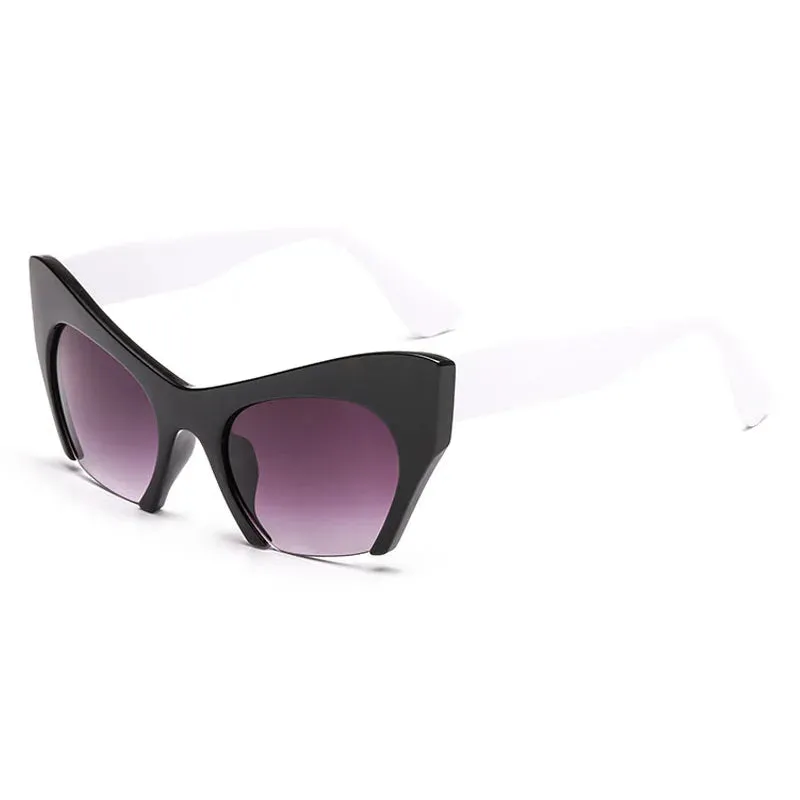 Retro Anti Geometric Half Frame Cat Eye Sunglasses