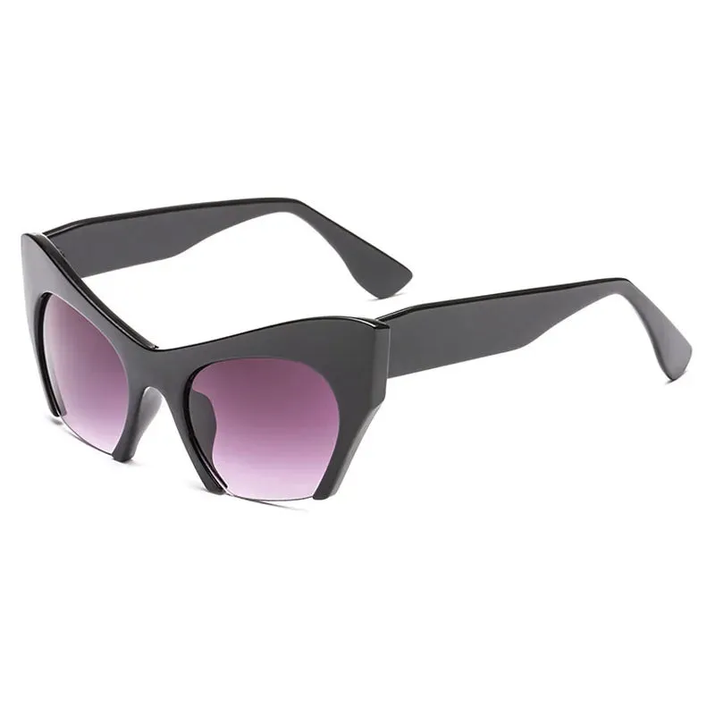 Retro Anti Geometric Half Frame Cat Eye Sunglasses