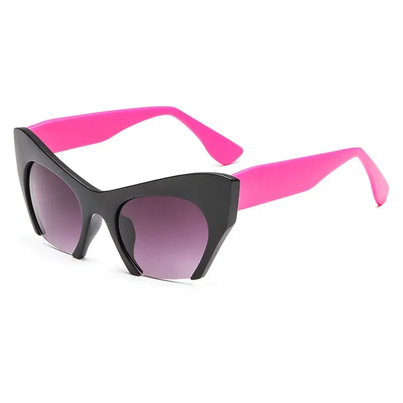 Retro Anti Geometric Half Frame Cat Eye Sunglasses