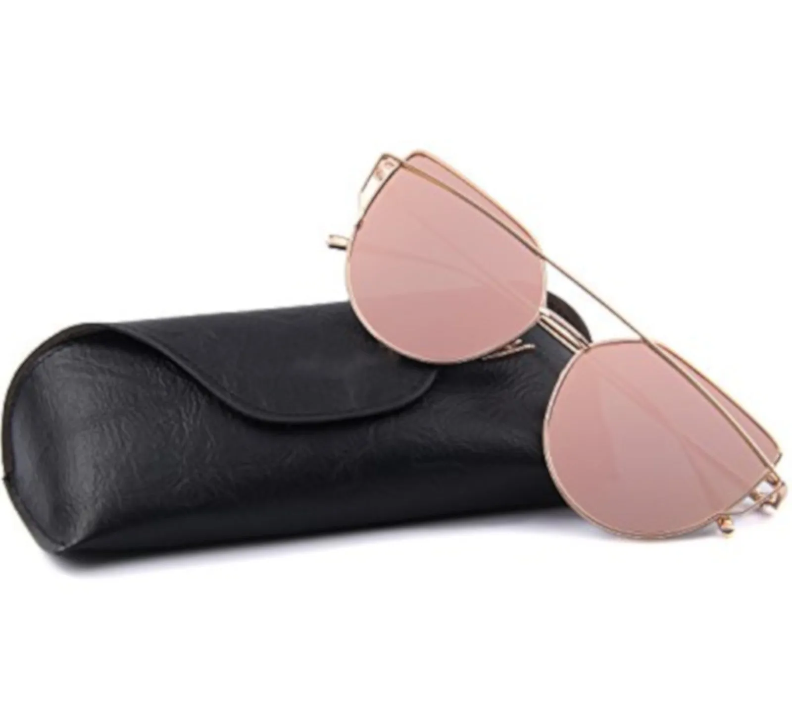 Retro Cat Eye Pink Mirrored Sunglasses For Women