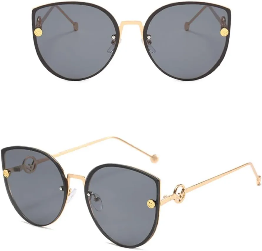 Retro Cat Eye Sunglasses Women Metal Sun Glasses Female Black Vintage Ladies