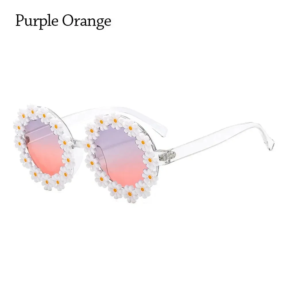 Retro Daisy Sunglasses for Women Flower Round Frame Sun Glasses Fashion Novel Disco Festival Party Shades for Adults Eyewear