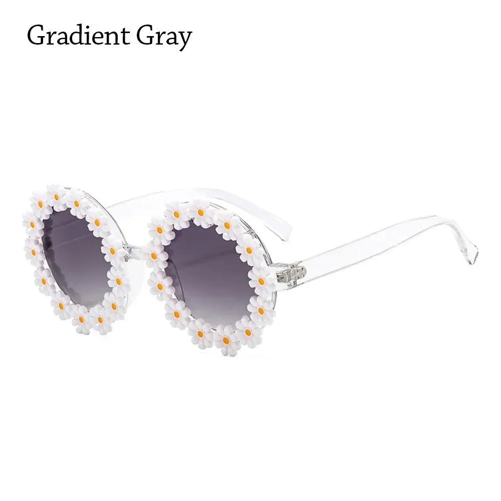 Retro Daisy Sunglasses for Women Flower Round Frame Sun Glasses Fashion Novel Disco Festival Party Shades for Adults Eyewear
