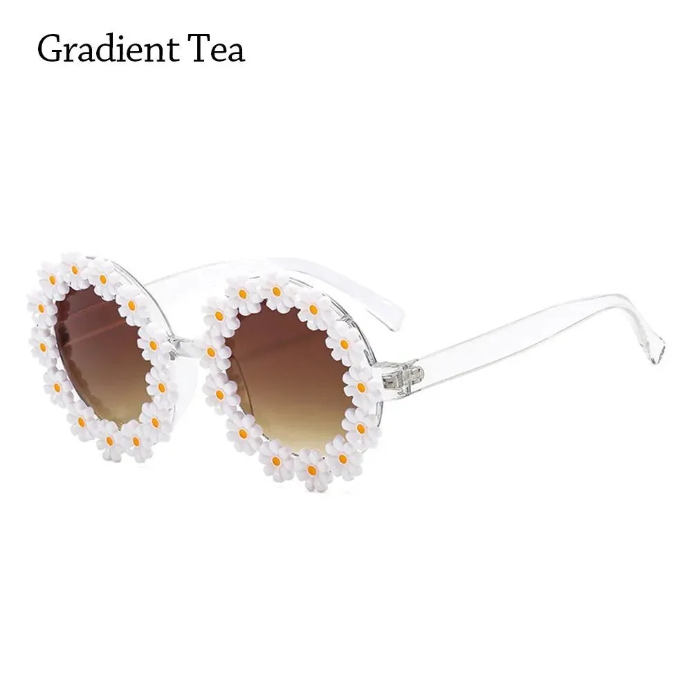 Retro Daisy Sunglasses for Women Flower Round Frame Sun Glasses Fashion Novel Disco Festival Party Shades for Adults Eyewear