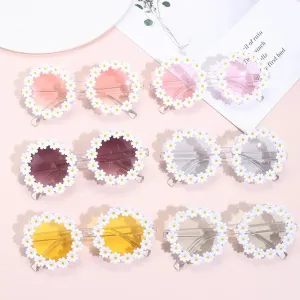 Retro Daisy Sunglasses for Women Flower Round Frame Sun Glasses Fashion Novel Disco Festival Party Shades for Adults Eyewear