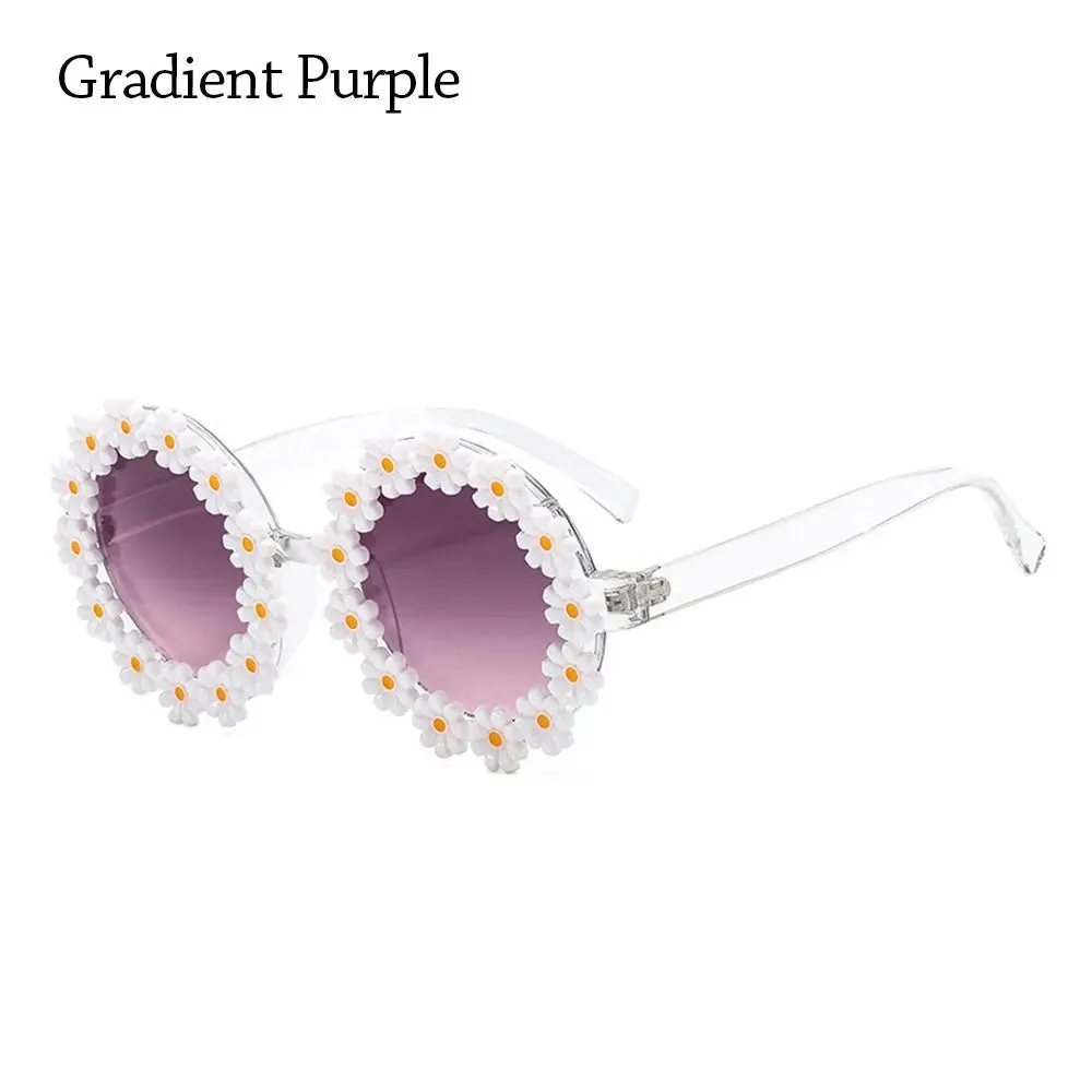 Retro Daisy Sunglasses for Women Flower Round Frame Sun Glasses Fashion Novel Disco Festival Party Shades for Adults Eyewear