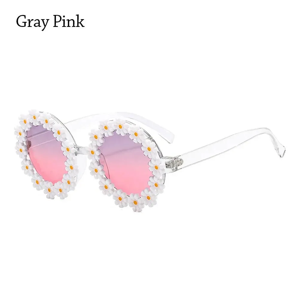 Retro Daisy Sunglasses for Women Flower Round Frame Sun Glasses Fashion Novel Disco Festival Party Shades for Adults Eyewear