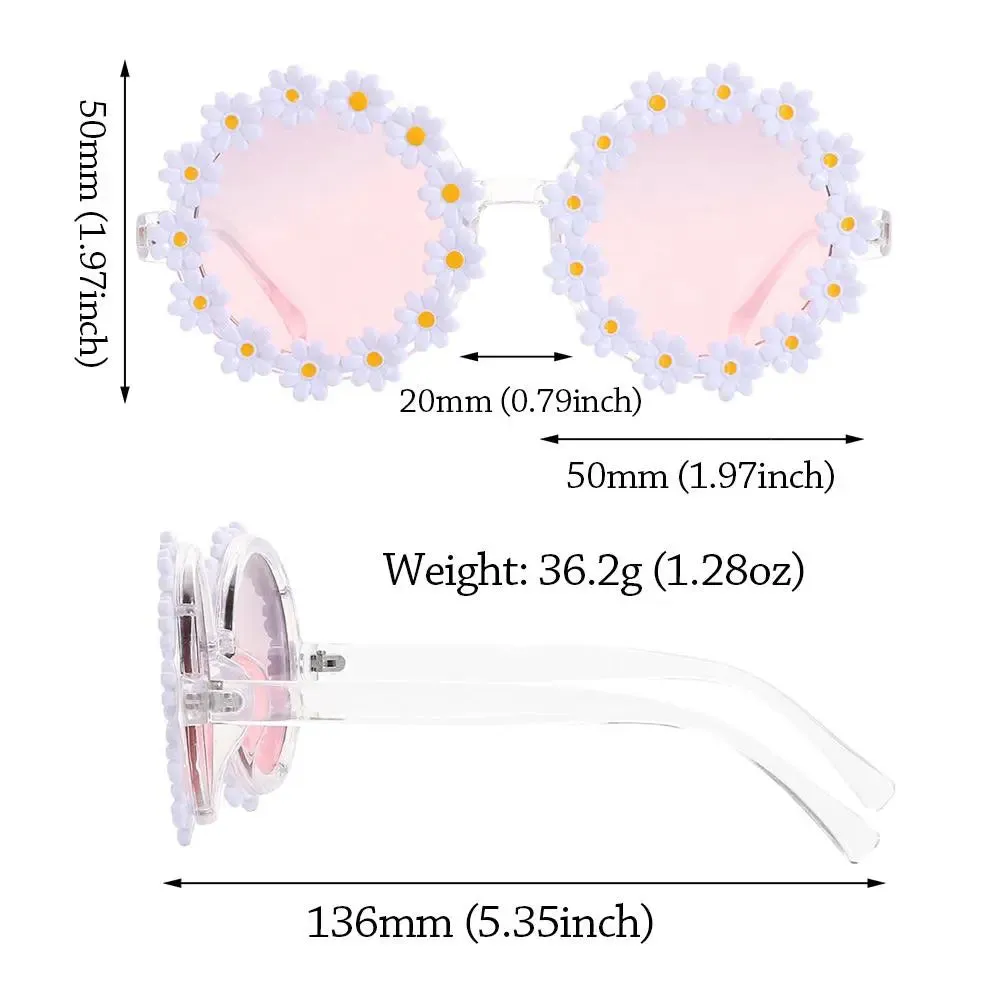 Retro Daisy Sunglasses for Women Flower Round Frame Sun Glasses Fashion Novel Disco Festival Party Shades for Adults Eyewear