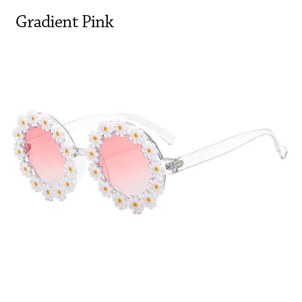 Retro Daisy Sunglasses for Women Flower Round Frame Sun Glasses Fashion Novel Disco Festival Party Shades for Adults Eyewear