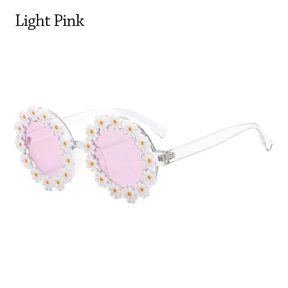 Retro Daisy Sunglasses for Women Flower Round Frame Sun Glasses Fashion Novel Disco Festival Party Shades for Adults Eyewear