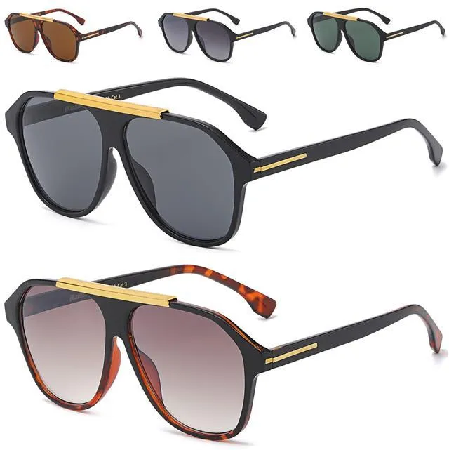 Retro Flat Top Pilot Flat Lens Sunglasses
