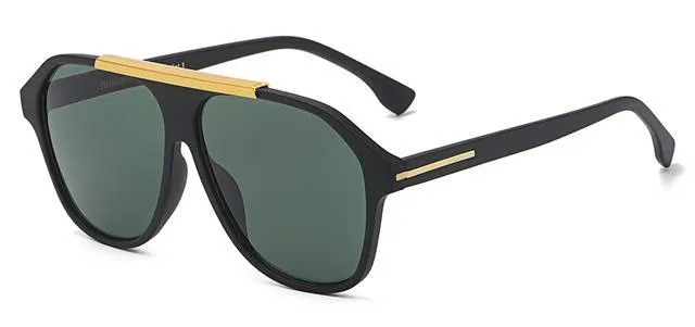 Retro Flat Top Pilot Flat Lens Sunglasses
