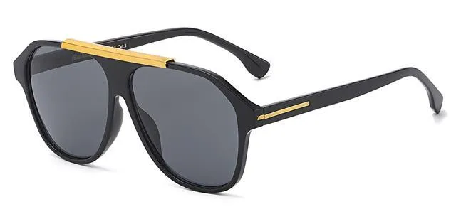 Retro Flat Top Pilot Flat Lens Sunglasses