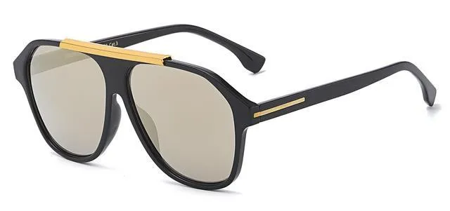Retro Flat Top Pilot Flat Lens Sunglasses