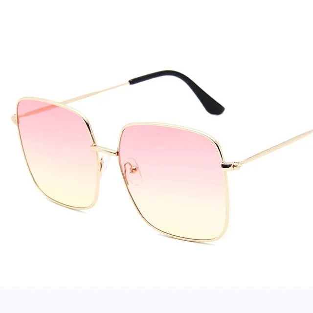 Retro Metal Big Frame Gradient Classic Square Sunglasses