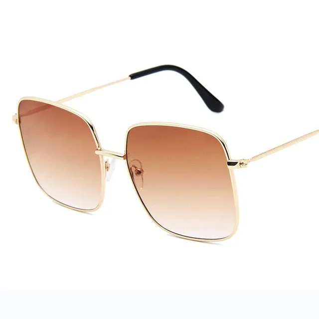 Retro Metal Big Frame Gradient Classic Square Sunglasses