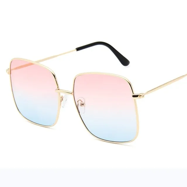 Retro Metal Big Frame Gradient Classic Square Sunglasses