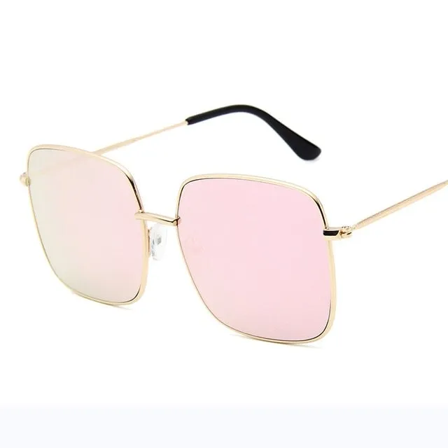Retro Metal Big Frame Gradient Classic Square Sunglasses