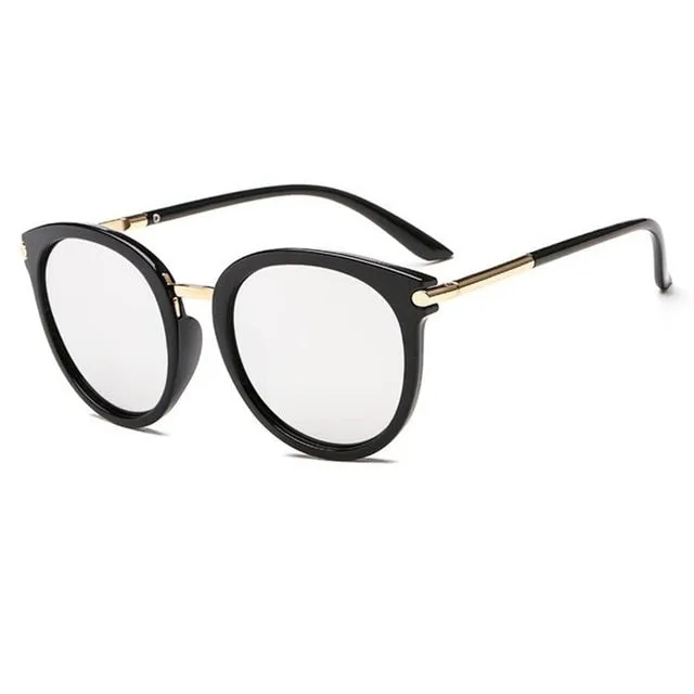 Retro Metal Coating Luxury Reflective Round Sunglasses
