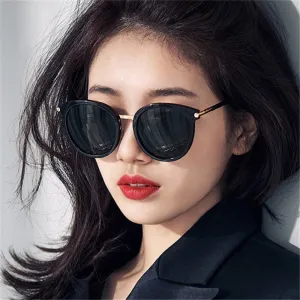 Retro Metal Coating Luxury Reflective Round Sunglasses