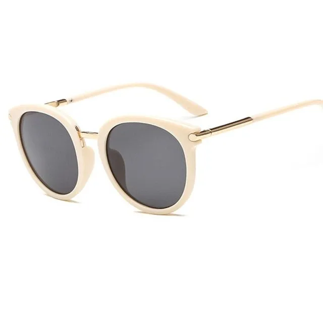Retro Metal Coating Luxury Reflective Round Sunglasses