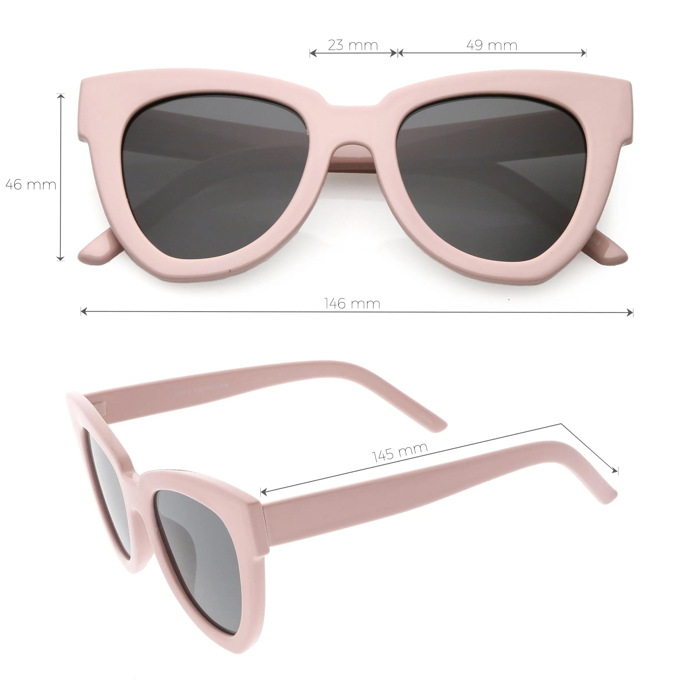 Retro Modern Oversize Women's Bold Flat Lens Cat Eye Sunglasses C621