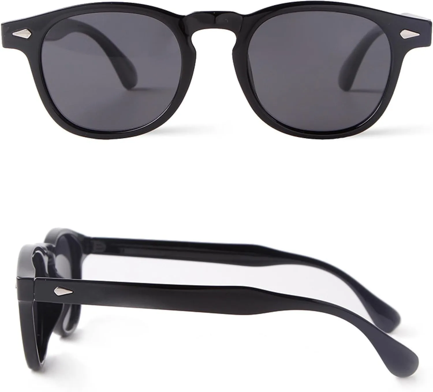 Retro Polarized Sunglasses Men Fashion Rivets Driving Round Clear Frame Women Shades Male Uv400