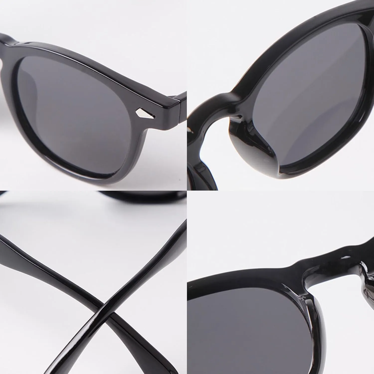 Retro Polarized Sunglasses Men Fashion Rivets Driving Round Clear Frame Women Shades Male Uv400