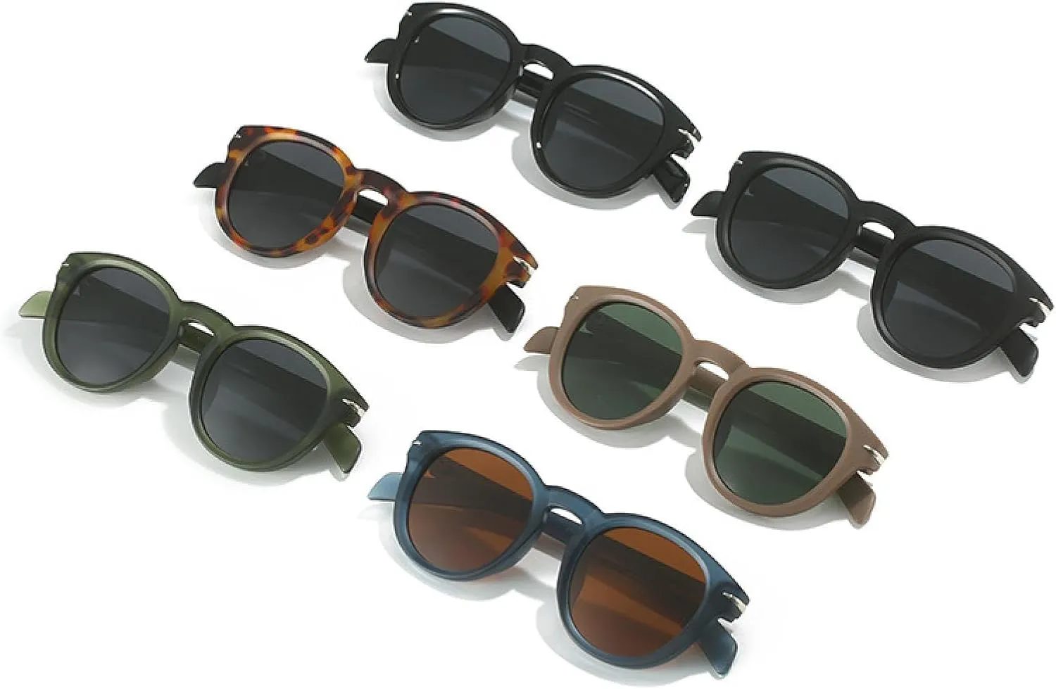 Retro Round Men Sunglasses Uv400 Fashion Blue Green Women Rivets