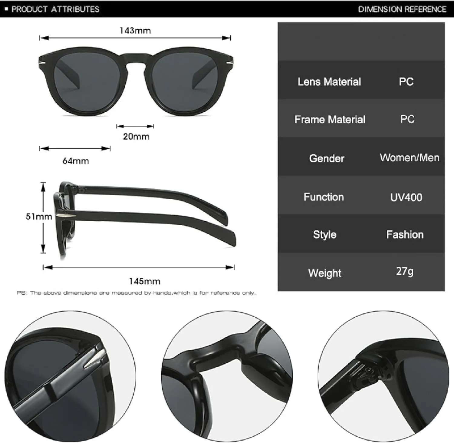 Retro Round Men Sunglasses Uv400 Fashion Blue Green Women Rivets