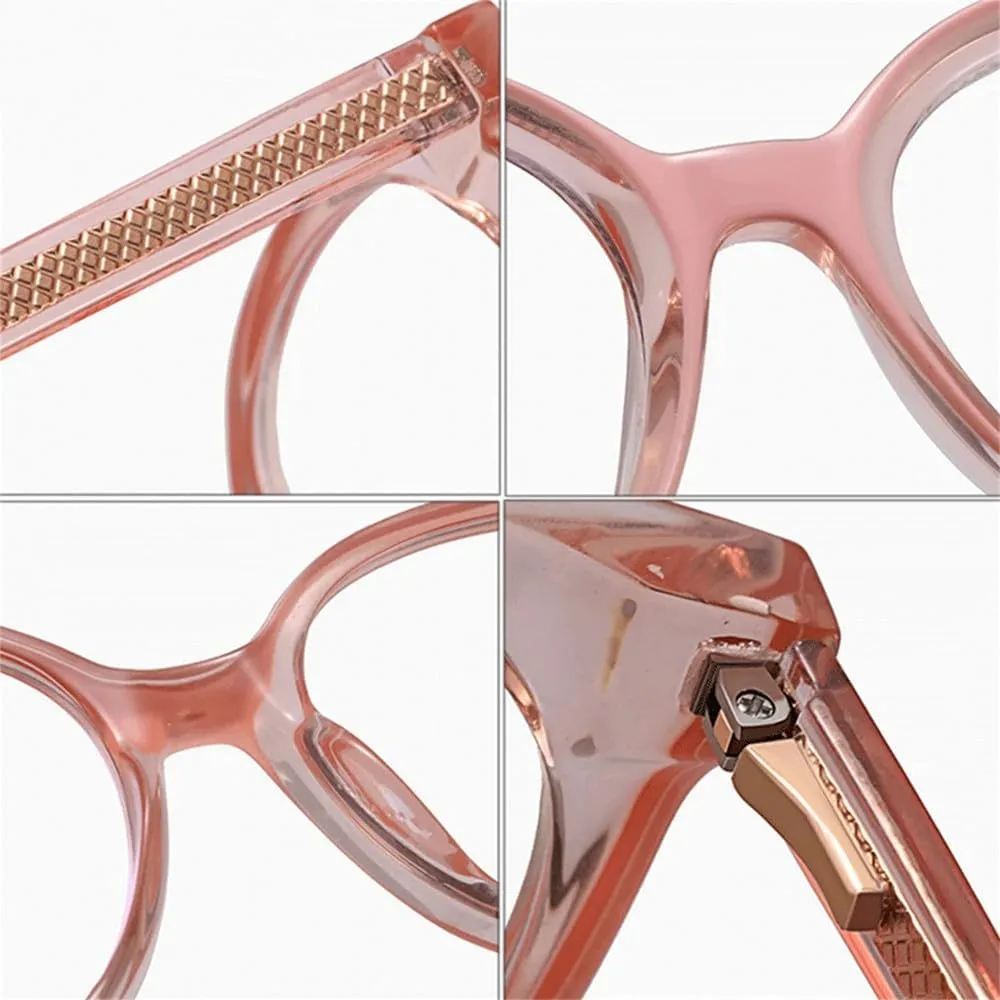 Retro Round Women Glasses Frame Vintage Clear Shades Spring Hinge Men Eyewear UV400