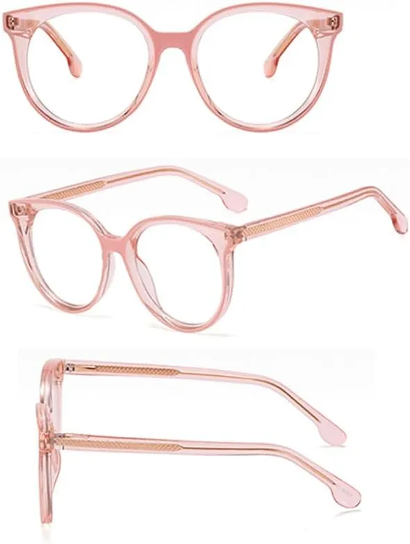 Retro Round Women Glasses Frame Vintage Clear Shades Spring Hinge Men Eyewear UV400