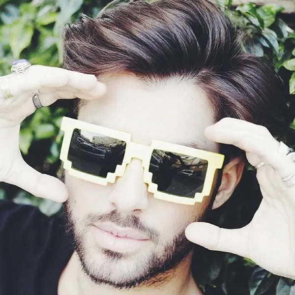 Retro Shiny Color Foil Pixelated 8-Bit Sunglasses 8808