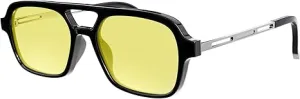 Retro Square Sunglasses for Womens Mens (Yellow)
