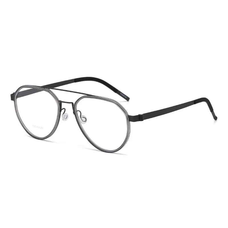 Reven Jate Unisex Full Rim Oval Double Bridge Titanium Acetate Eyeglasses 9745