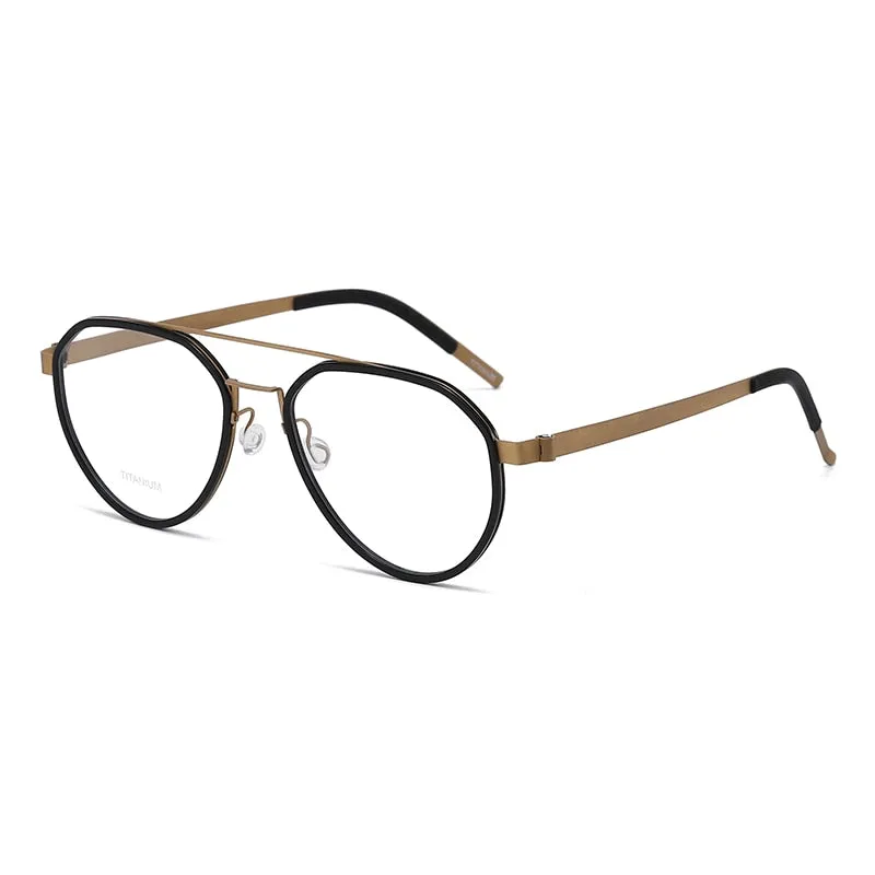Reven Jate Unisex Full Rim Oval Double Bridge Titanium Acetate Eyeglasses 9745