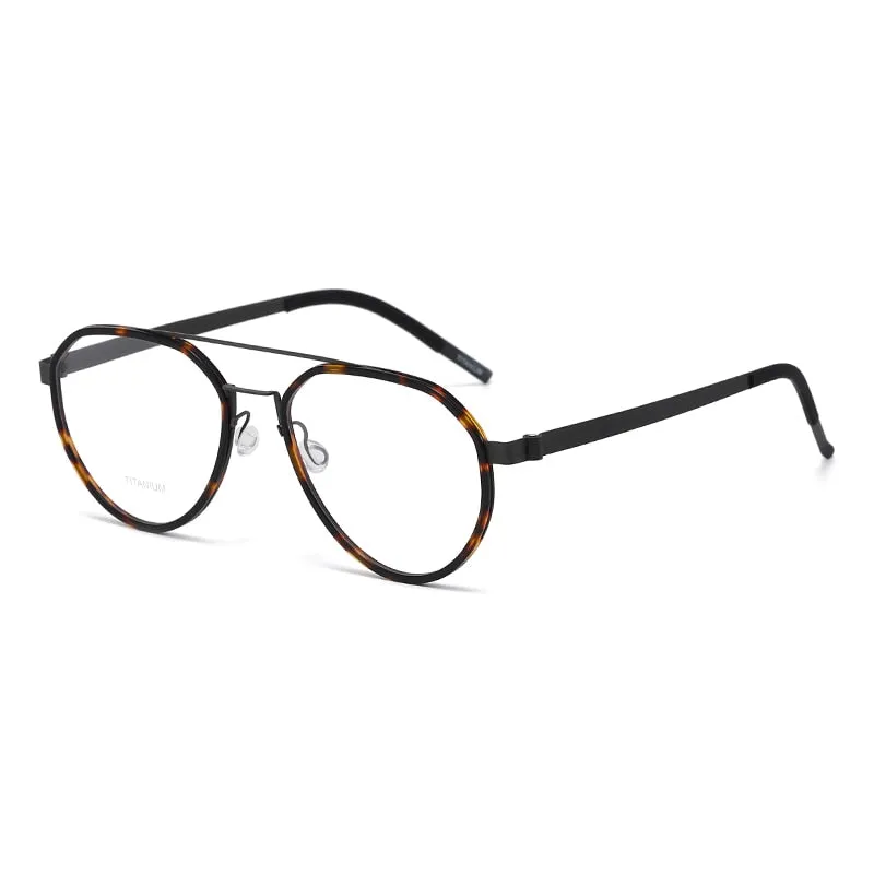 Reven Jate Unisex Full Rim Oval Double Bridge Titanium Acetate Eyeglasses 9745