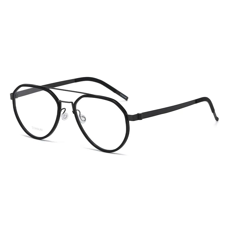 Reven Jate Unisex Full Rim Oval Double Bridge Titanium Acetate Eyeglasses 9745